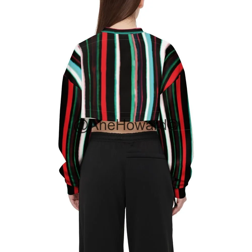 Women’s Cropped Crewneck Sweatshirt Rayures du Printemps
