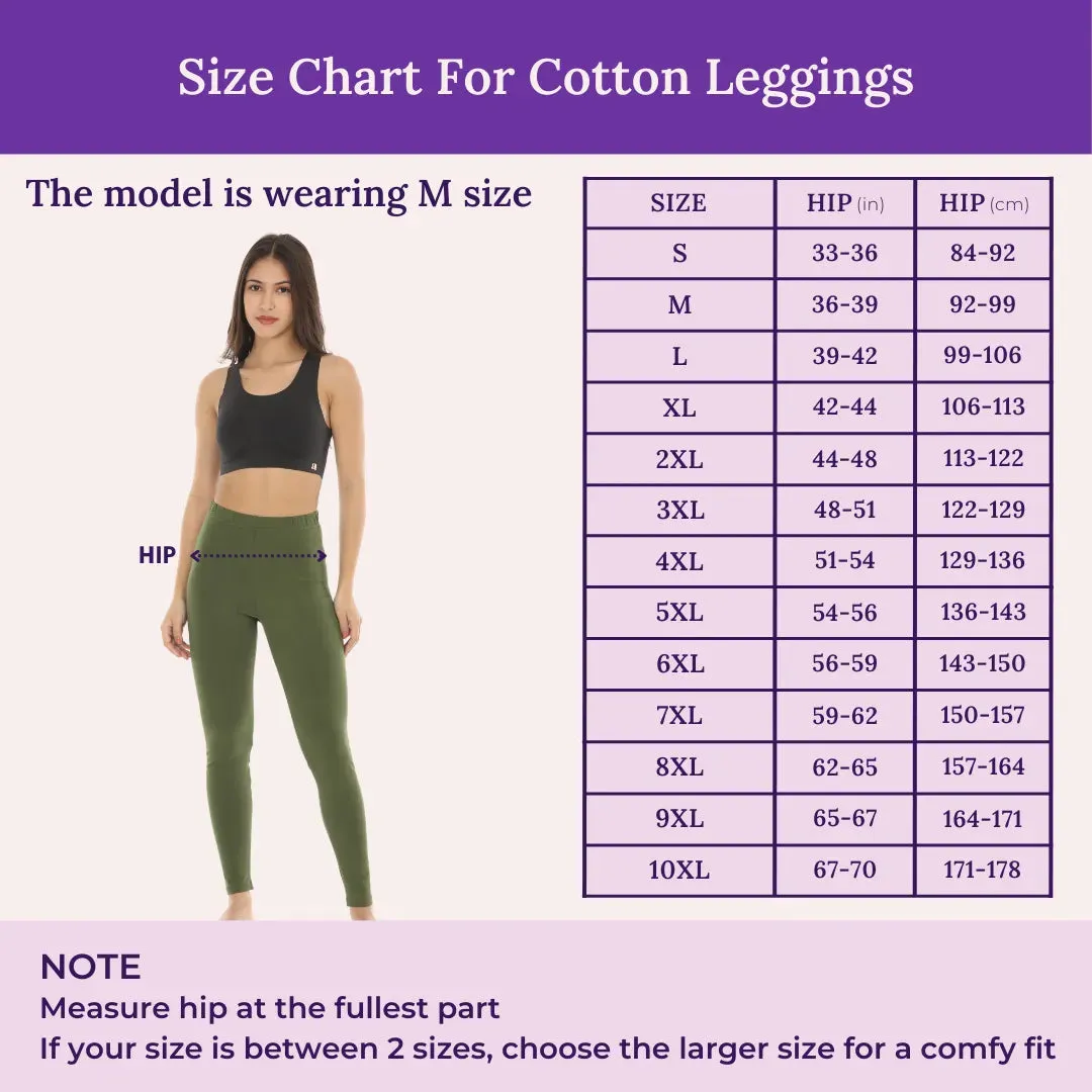 Women's Leggings | High Waist | Ankle Length | Cotton-Elastane Blend | Non-See-Through | Gusset Crotch Prevents Ripping