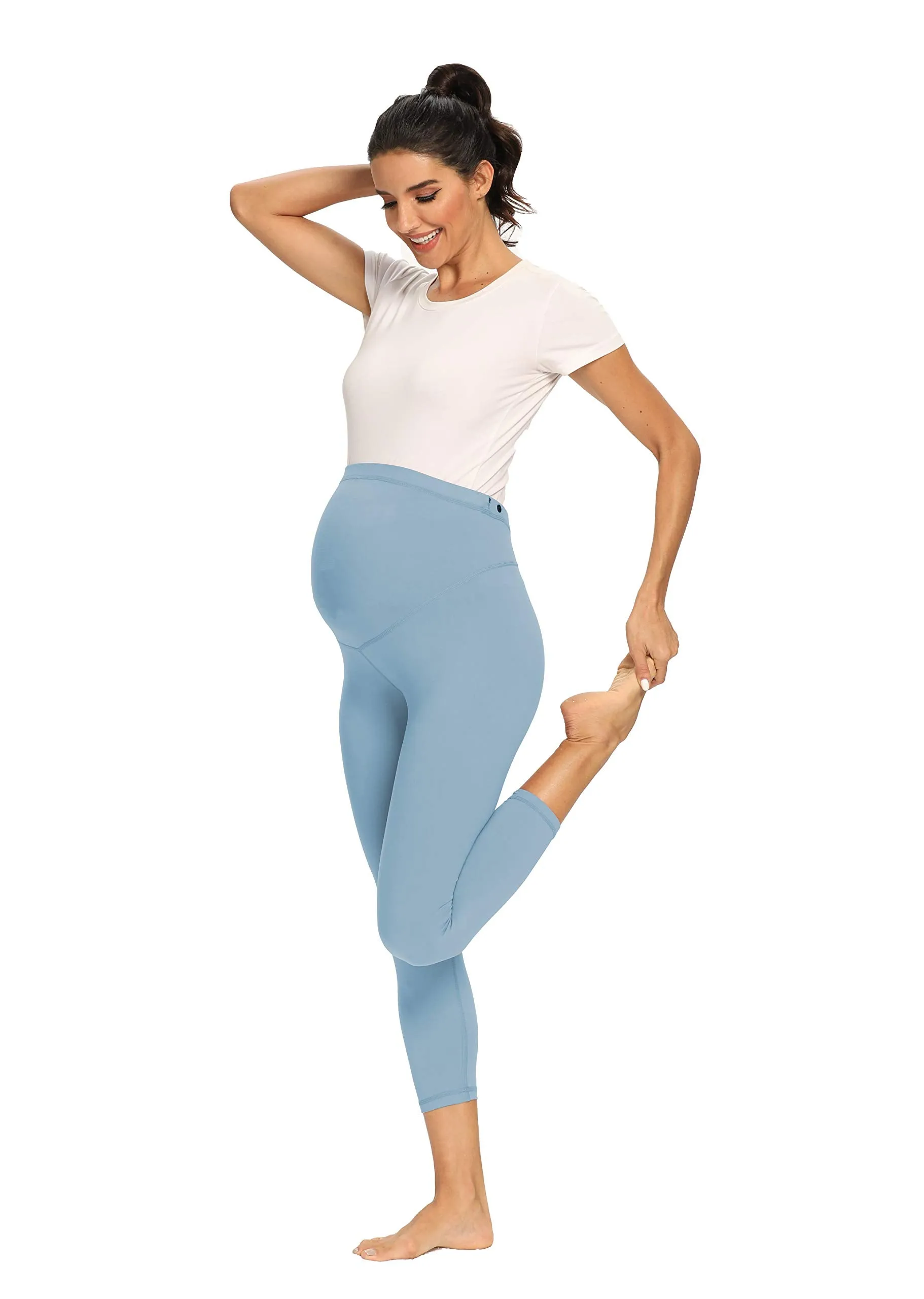 Women's Maternity Capri Leggings Over The Belly Pregnancy Active Workout Yoga Tights Pants