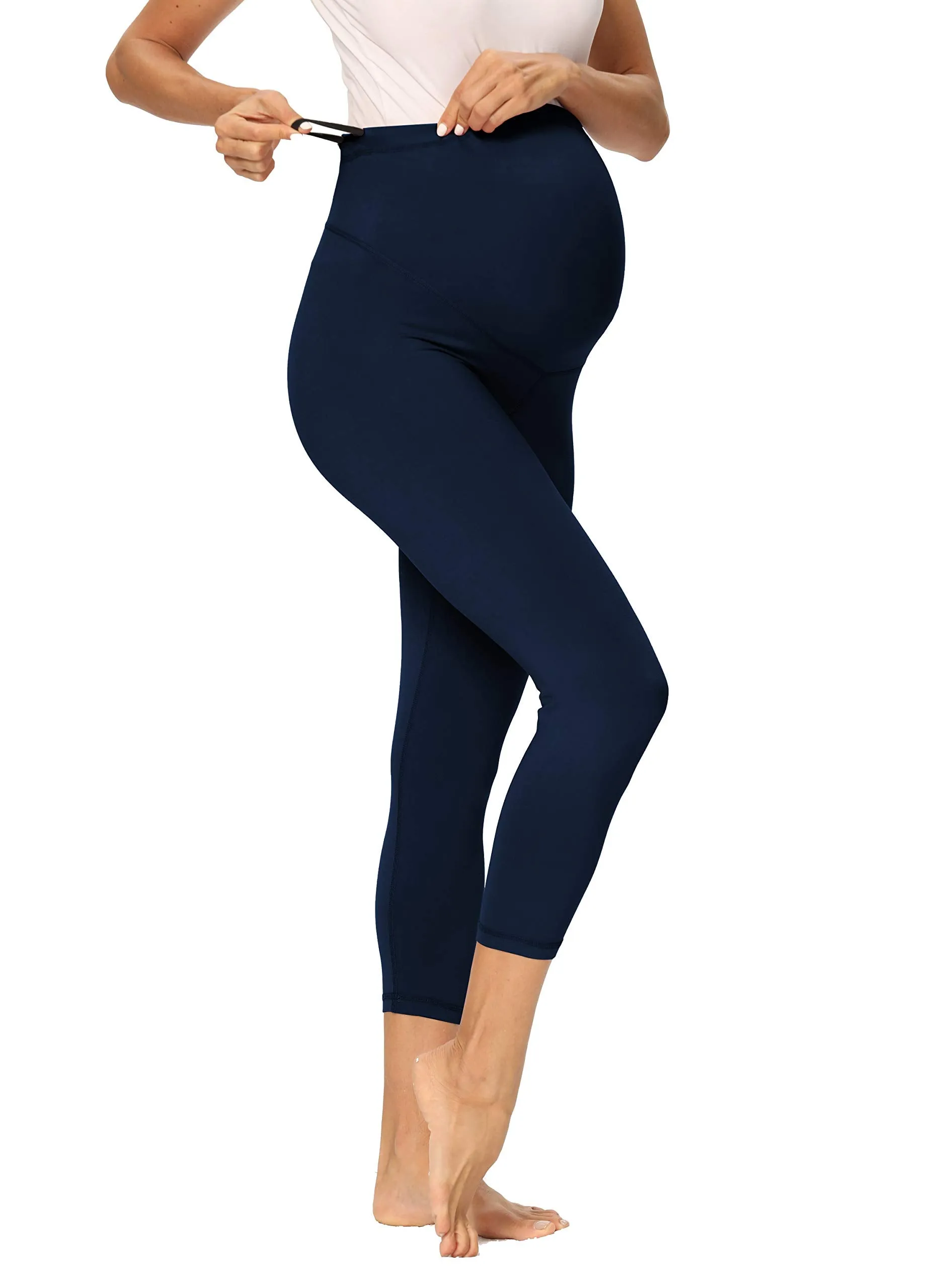 Women's Maternity Capri Leggings Over The Belly Pregnancy Active Workout Yoga Tights Pants