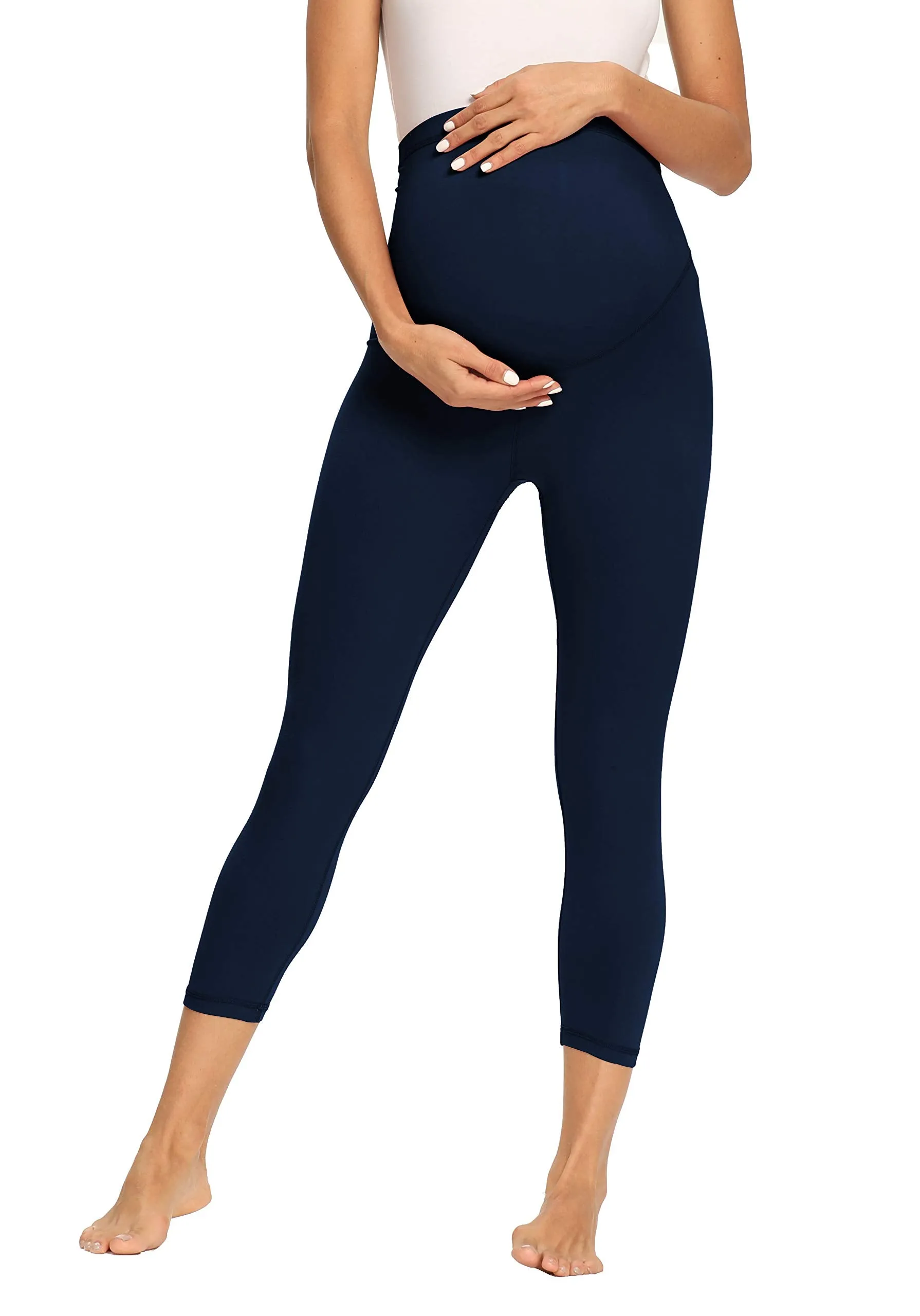 Women's Maternity Capri Leggings Over The Belly Pregnancy Active Workout Yoga Tights Pants