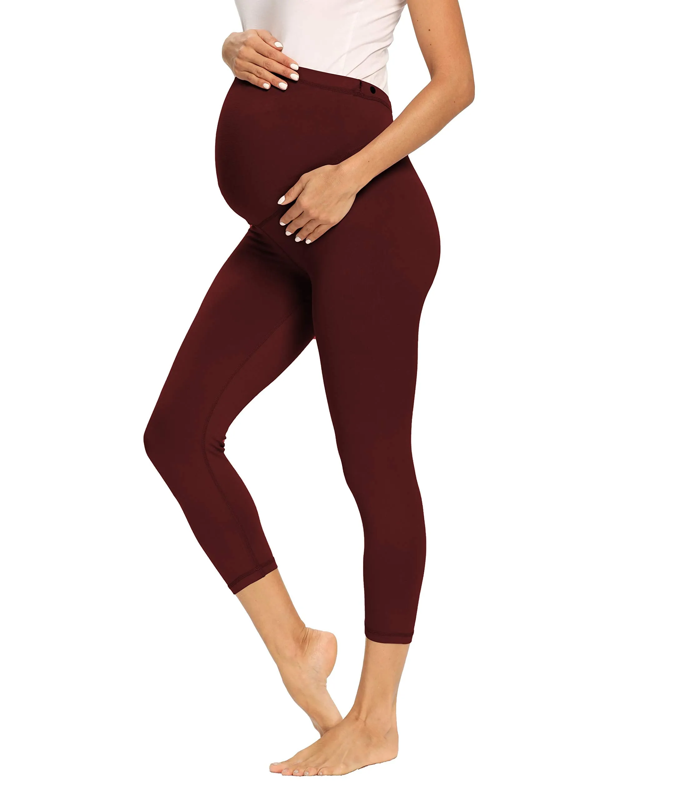 Women's Maternity Capri Leggings Over The Belly Pregnancy Active Workout Yoga Tights Pants