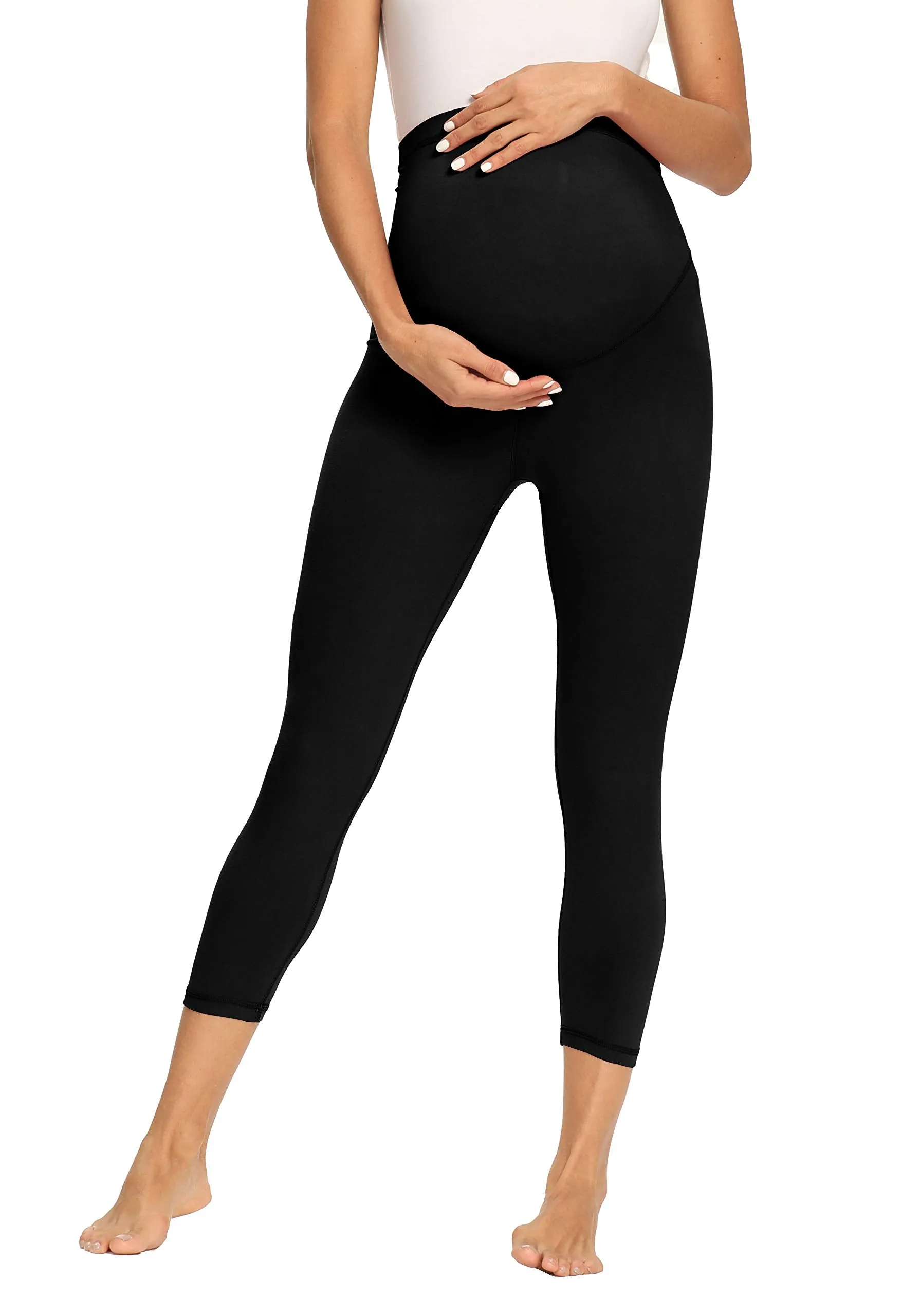 Women's Maternity Capri Leggings Over The Belly Pregnancy Active Workout Yoga Tights Pants