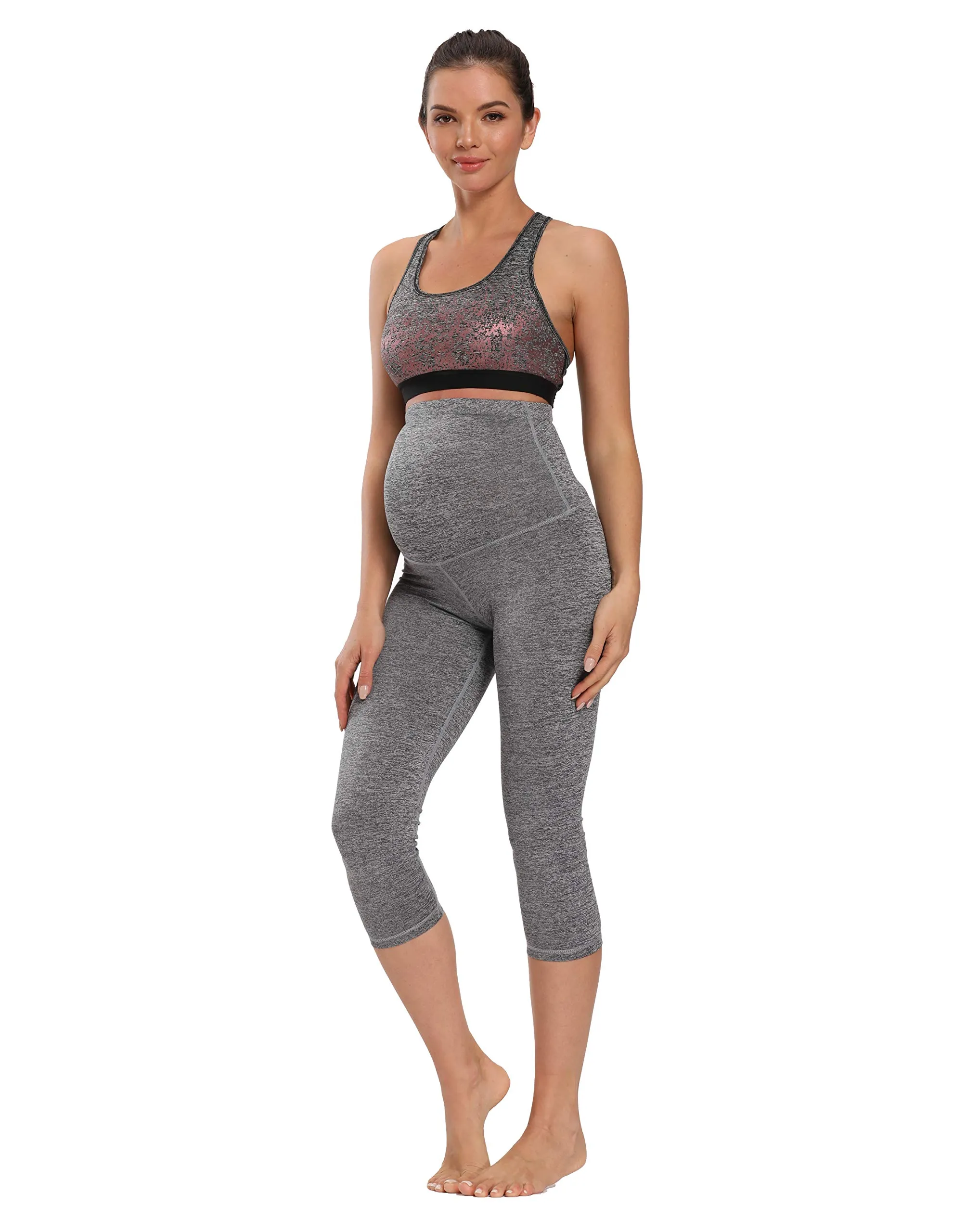 Women's Maternity Capri Leggings Over The Belly Pregnancy Active Workout Yoga Tights Pants