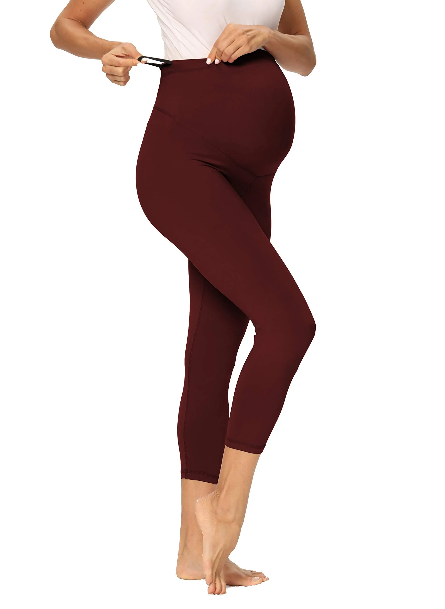 Women's Maternity Capri Leggings Over The Belly Pregnancy Active Workout Yoga Tights Pants