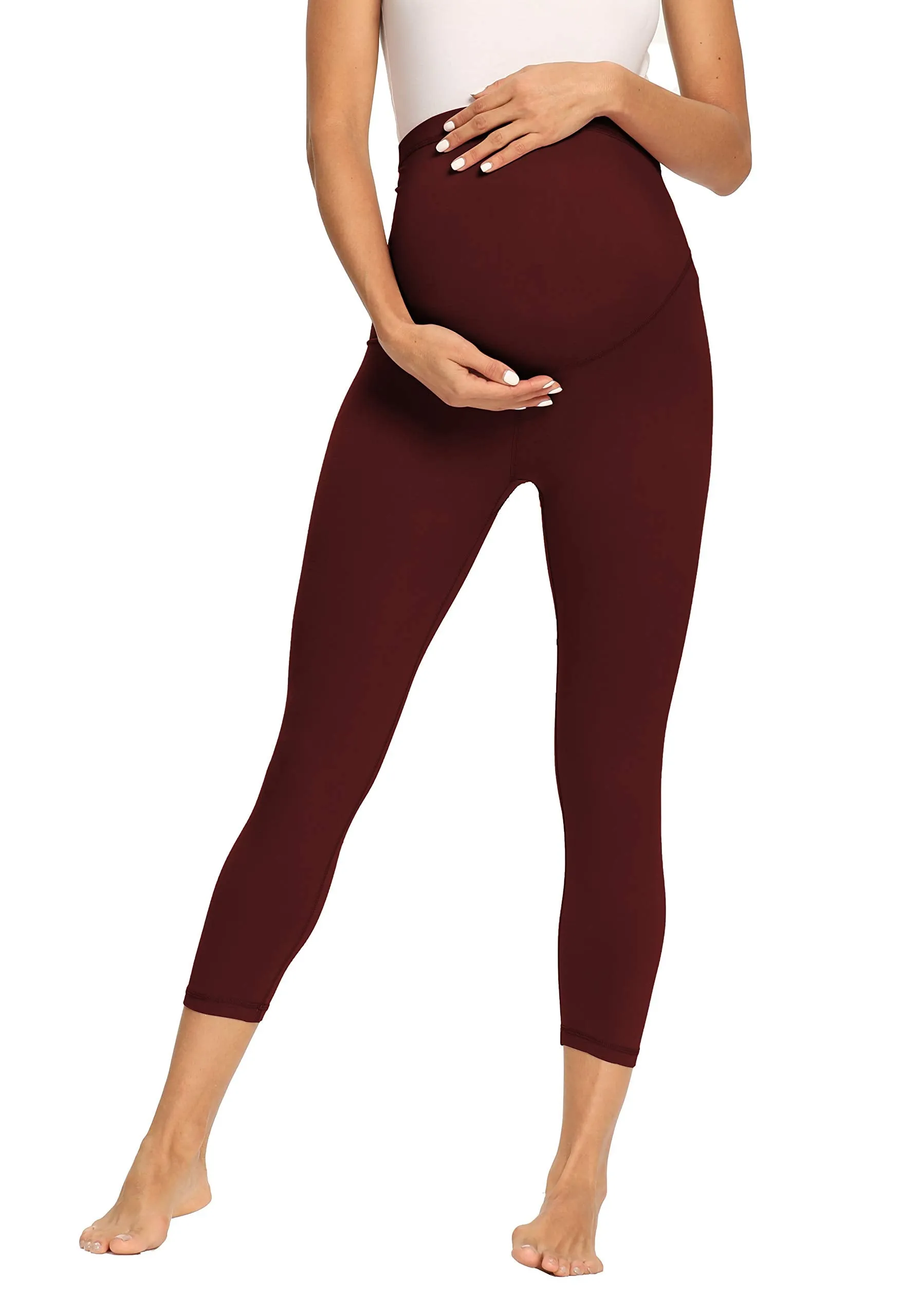 Women's Maternity Capri Leggings Over The Belly Pregnancy Active Workout Yoga Tights Pants