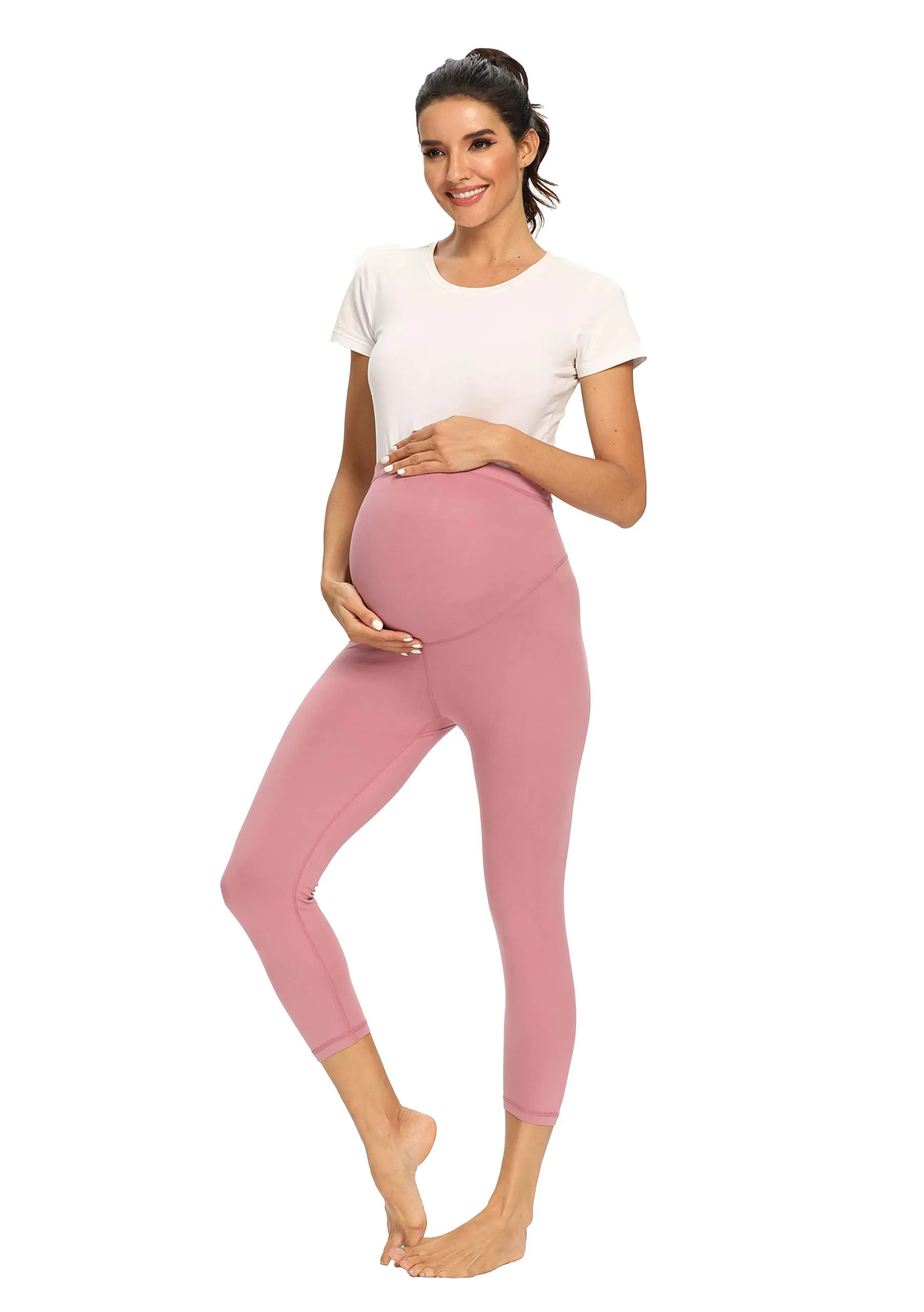 Women's Maternity Capri Leggings Over The Belly Pregnancy Active Workout Yoga Tights Pants