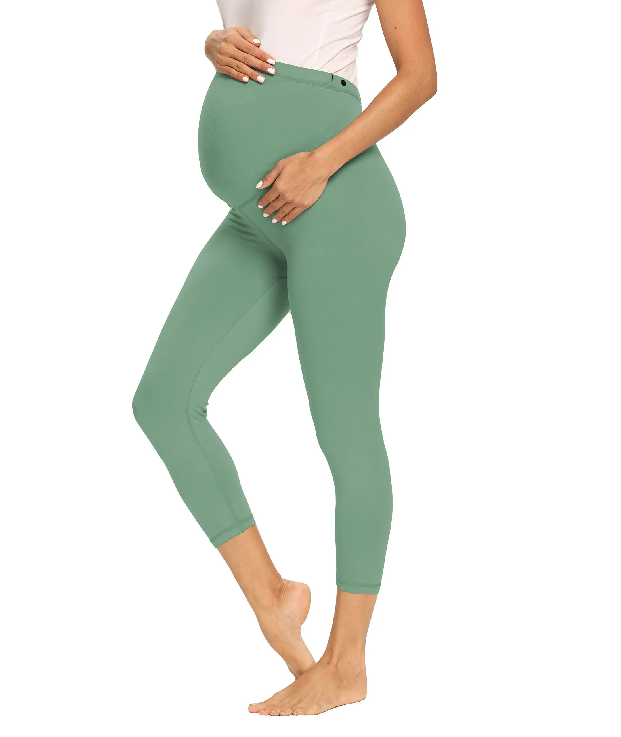Women's Maternity Capri Leggings Over The Belly Pregnancy Active Workout Yoga Tights Pants