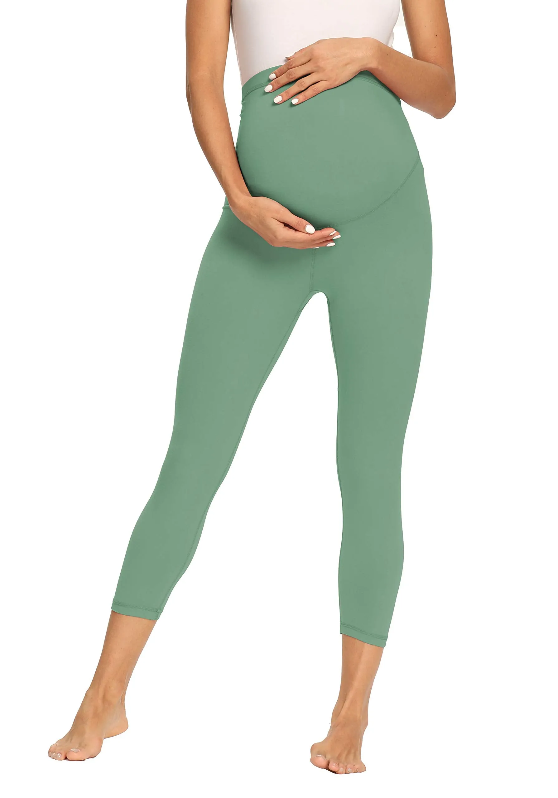 Women's Maternity Capri Leggings Over The Belly Pregnancy Active Workout Yoga Tights Pants