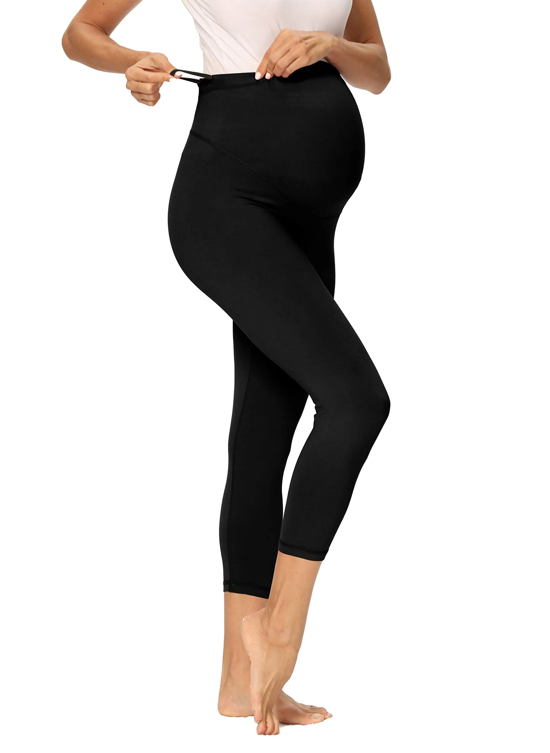 Women's Maternity Capri Leggings Over The Belly Pregnancy Active Workout Yoga Tights Pants
