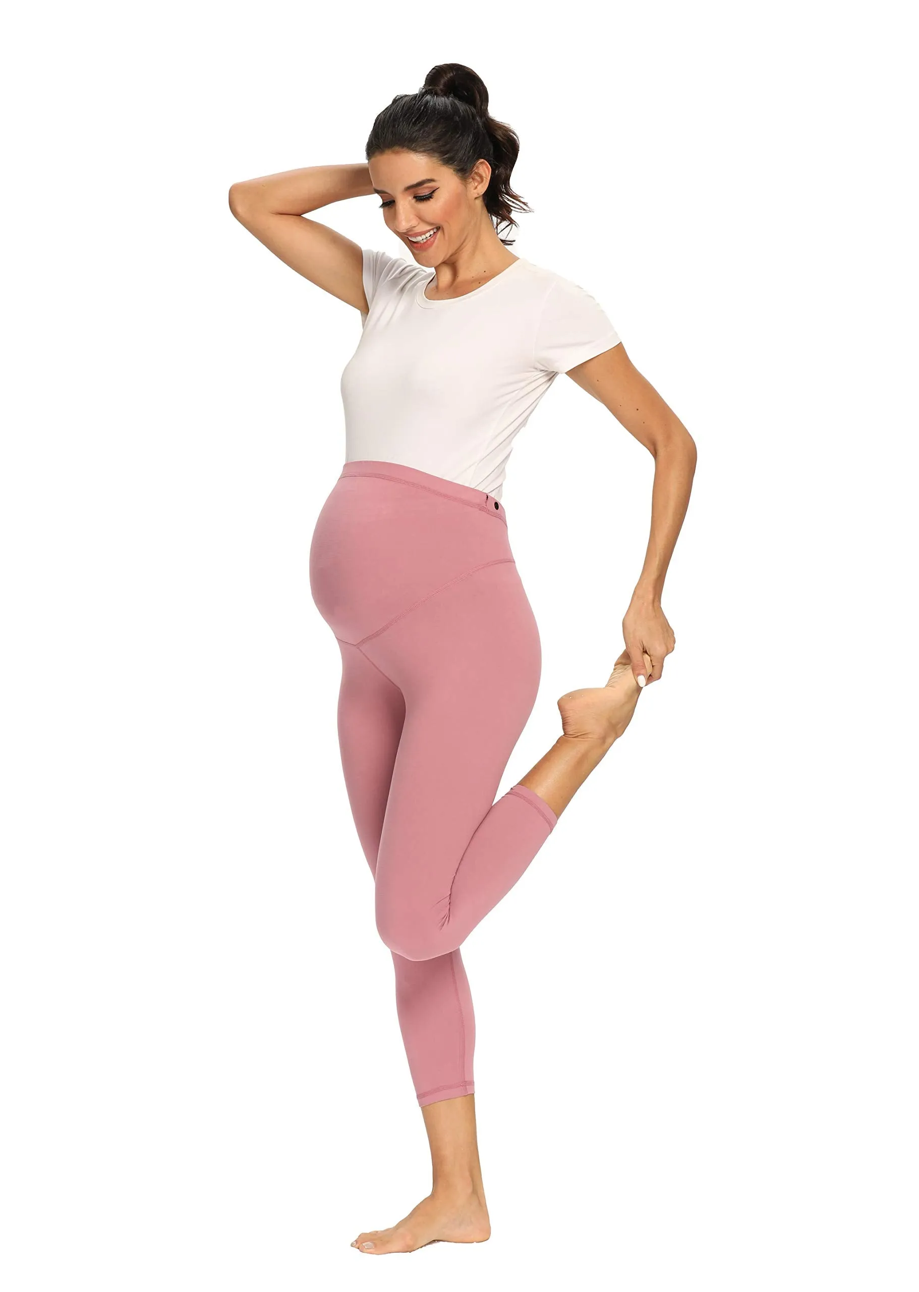 Women's Maternity Capri Leggings Over The Belly Pregnancy Active Workout Yoga Tights Pants