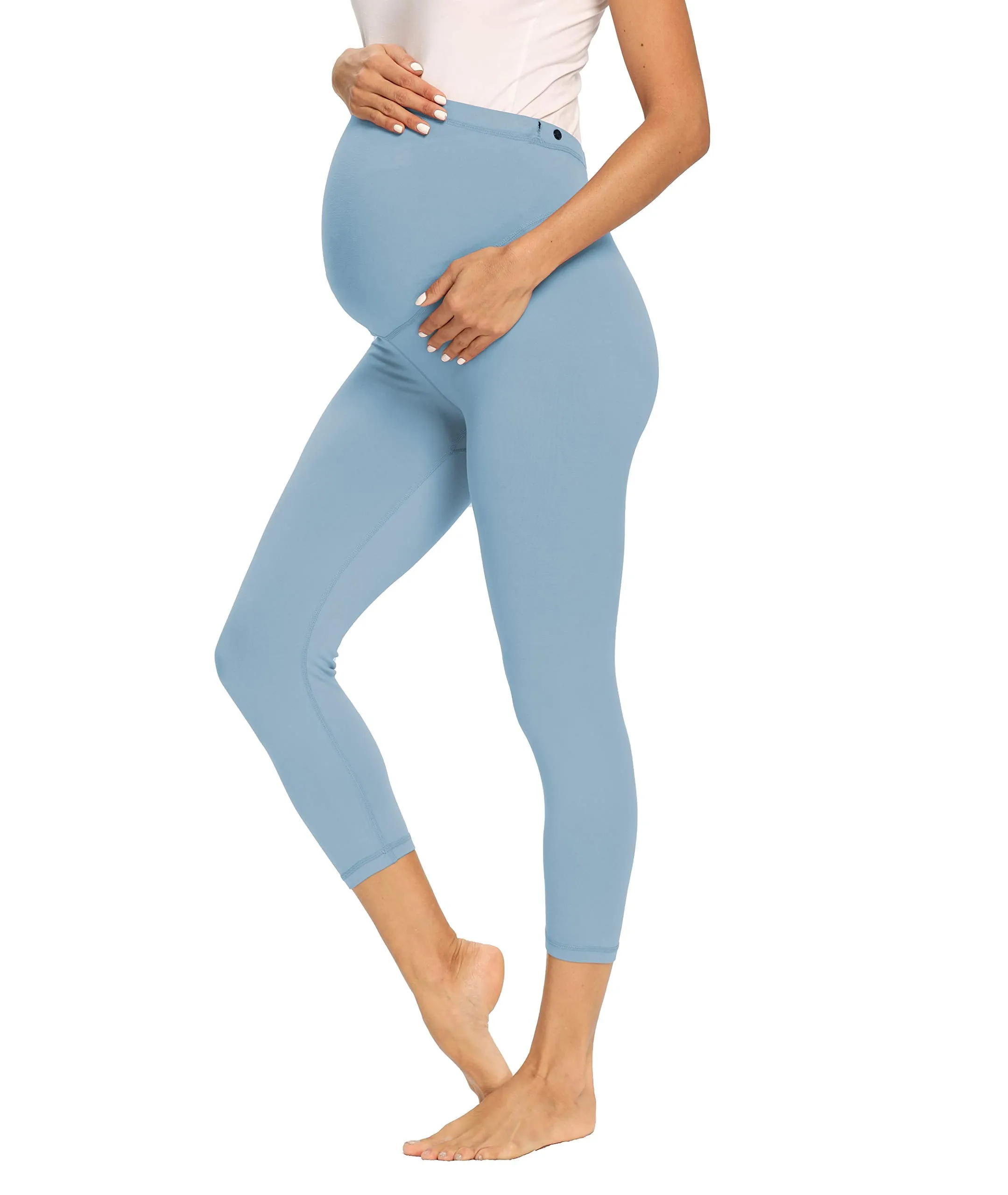 Women's Maternity Capri Leggings Over The Belly Pregnancy Active Workout Yoga Tights Pants