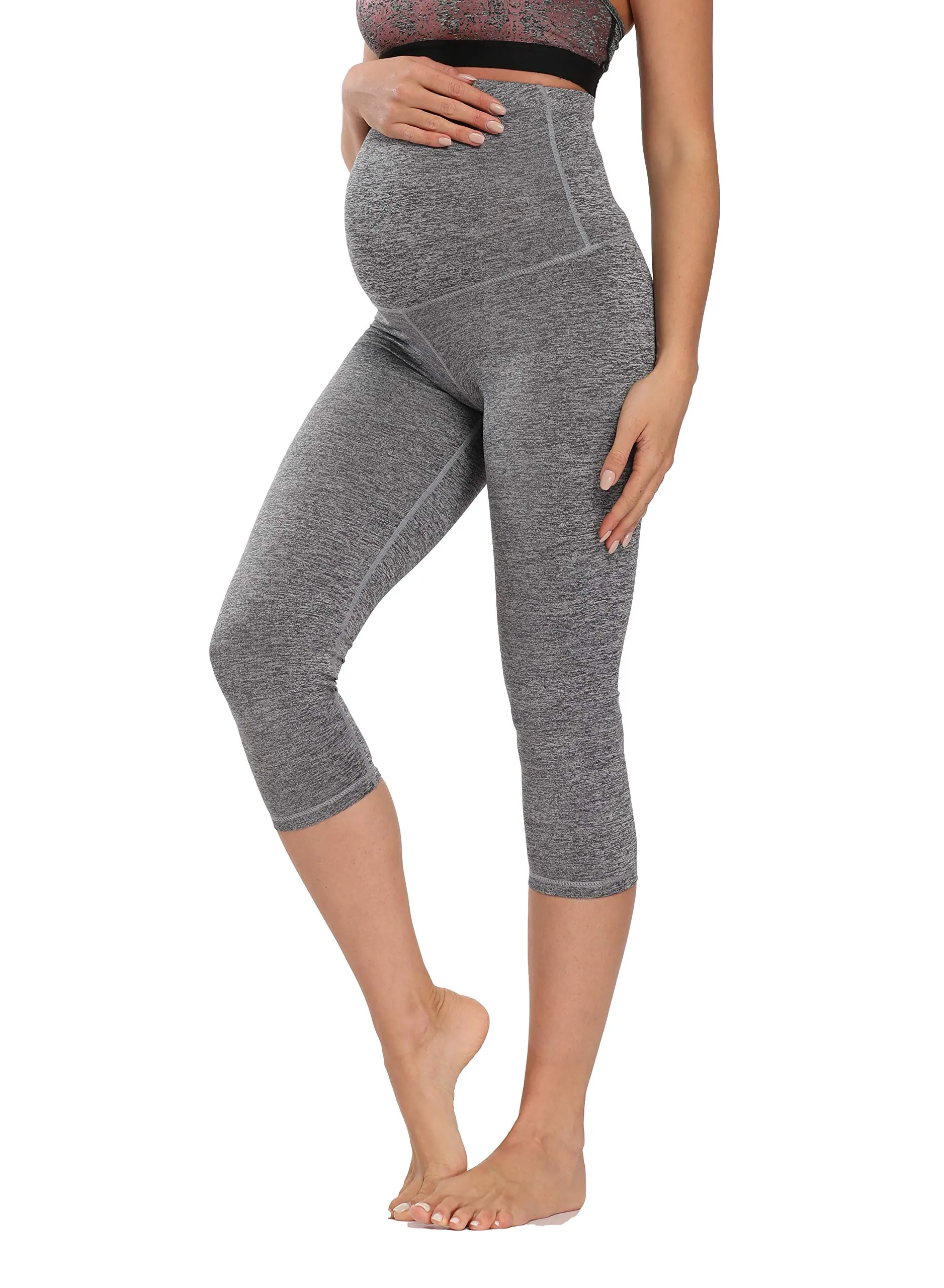 Women's Maternity Capri Leggings Over The Belly Pregnancy Active Workout Yoga Tights Pants
