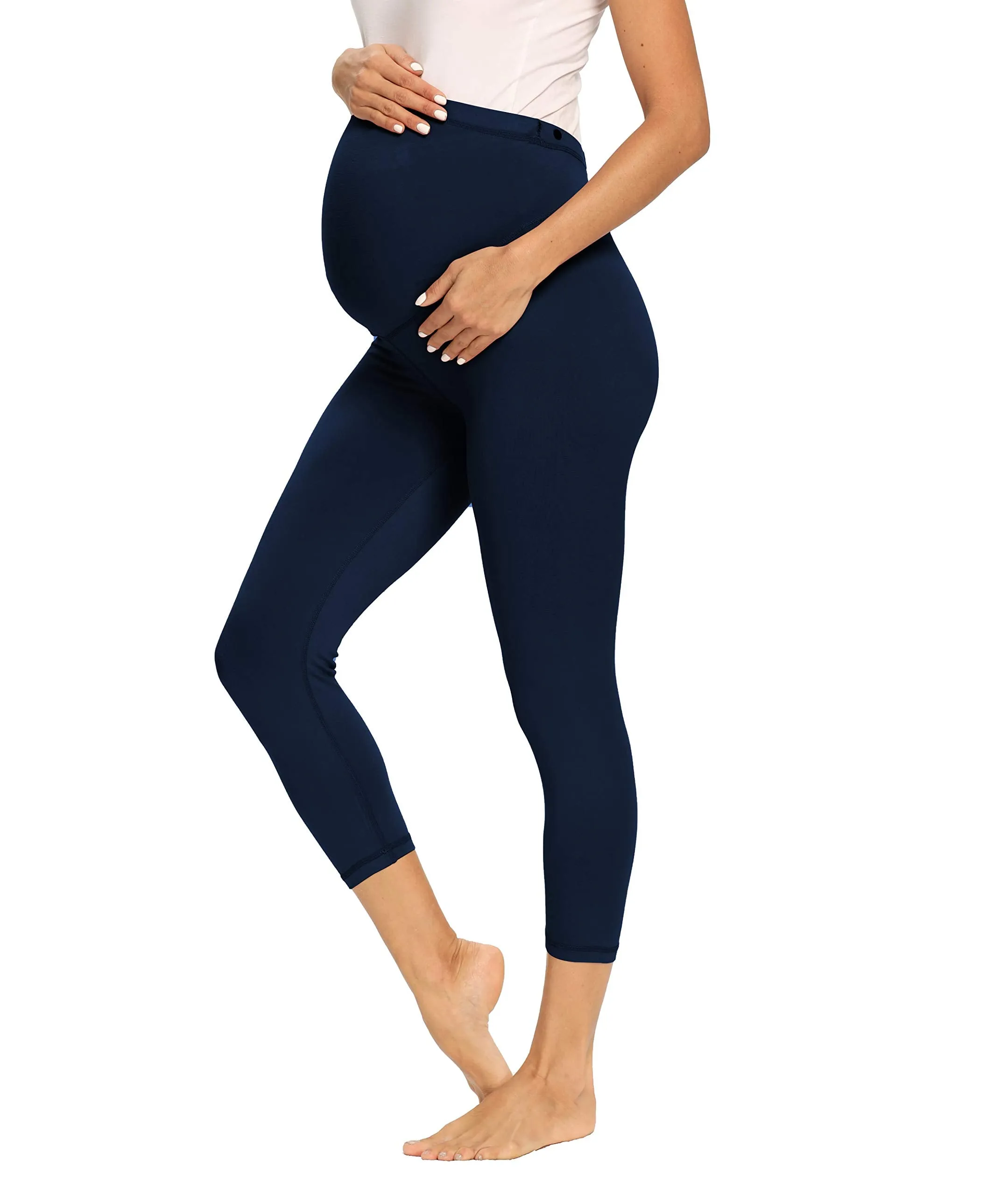 Women's Maternity Capri Leggings Over The Belly Pregnancy Active Workout Yoga Tights Pants