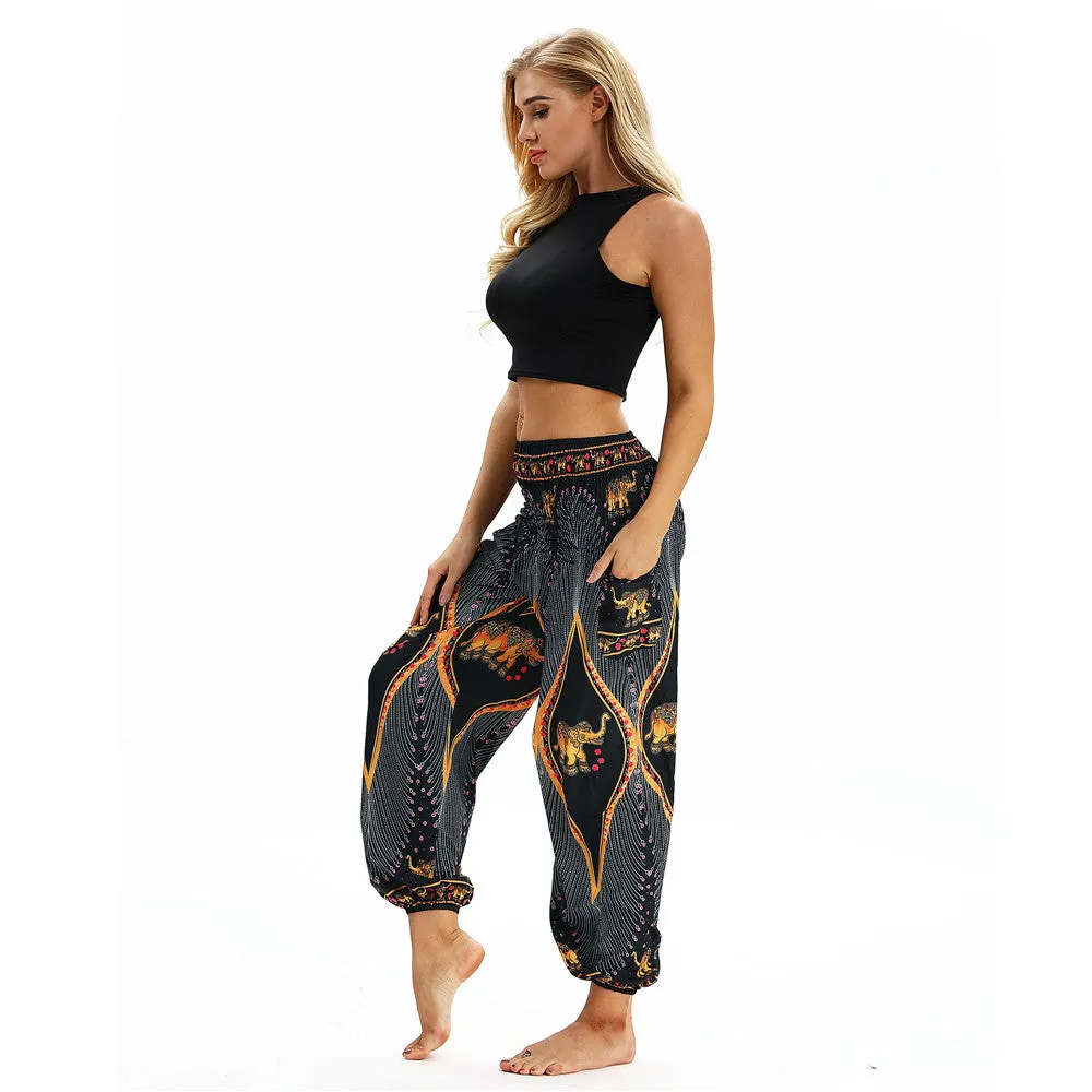 Women's straight Loose Harem Pant - Evil Eye & Elephant bloomers