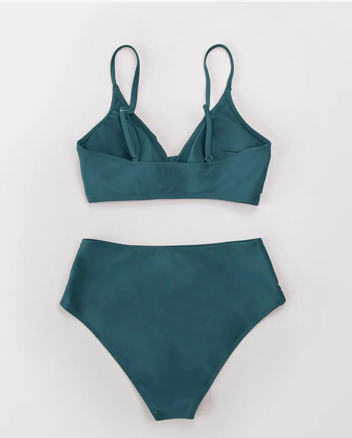 Women's Twist Front High Waisted Bikini Set V Neck Padded Two Pieces Bathing Suits Swimsuits
