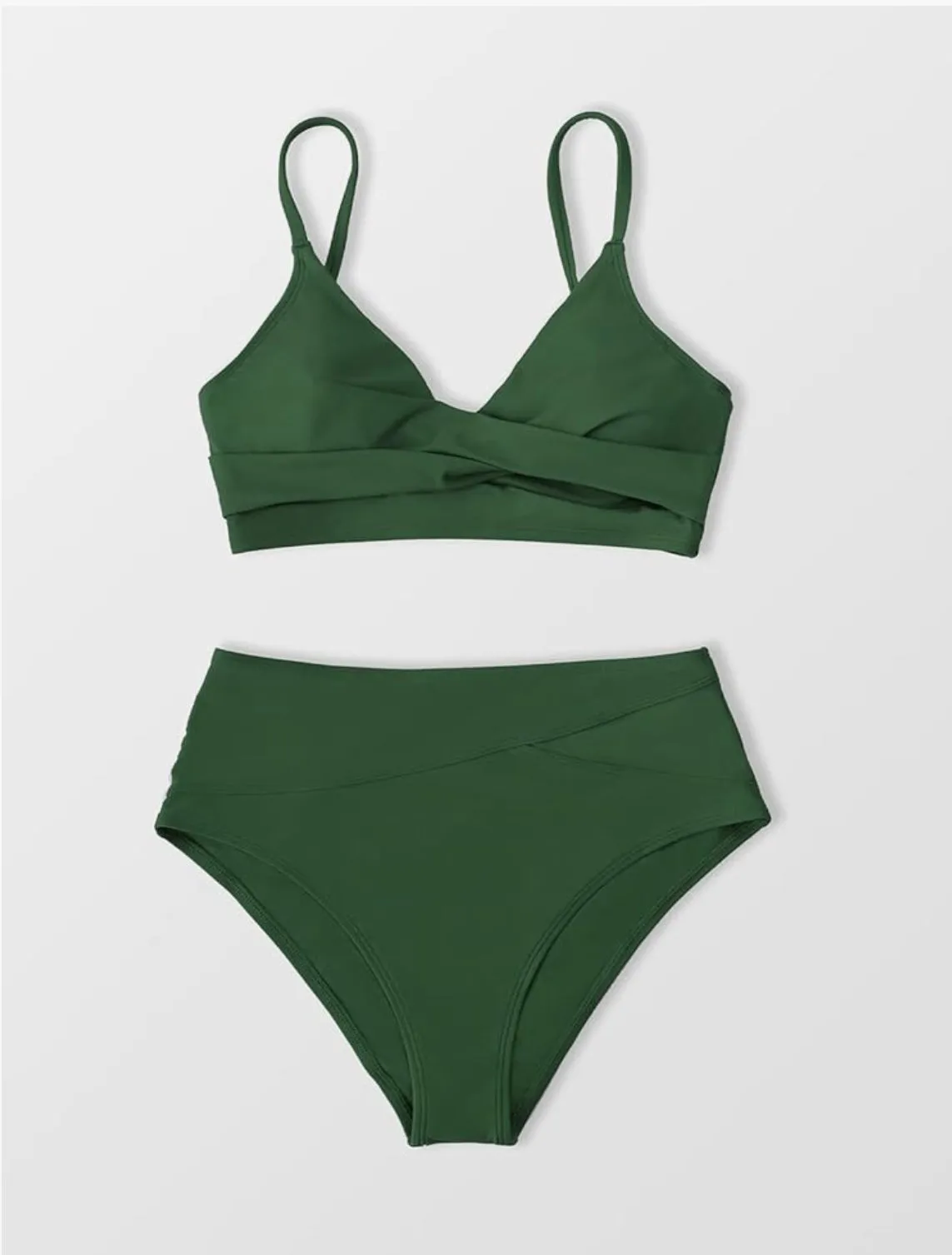 Women's Twist Front High Waisted Bikini Set V Neck Padded Two Pieces Bathing Suits Swimsuits