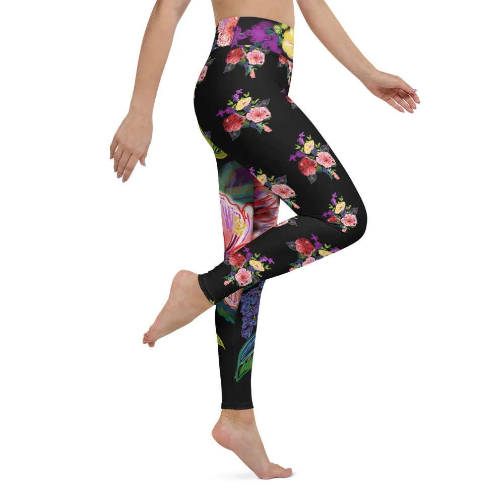 Women's Yoga Pants: Tropical Flower Bouquet