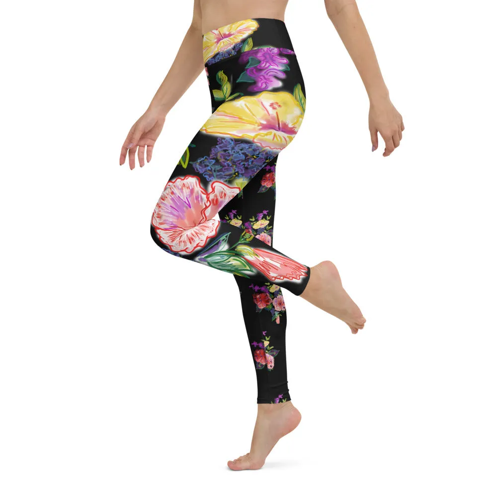 Women's Yoga Pants: Tropical Flower Bouquet
