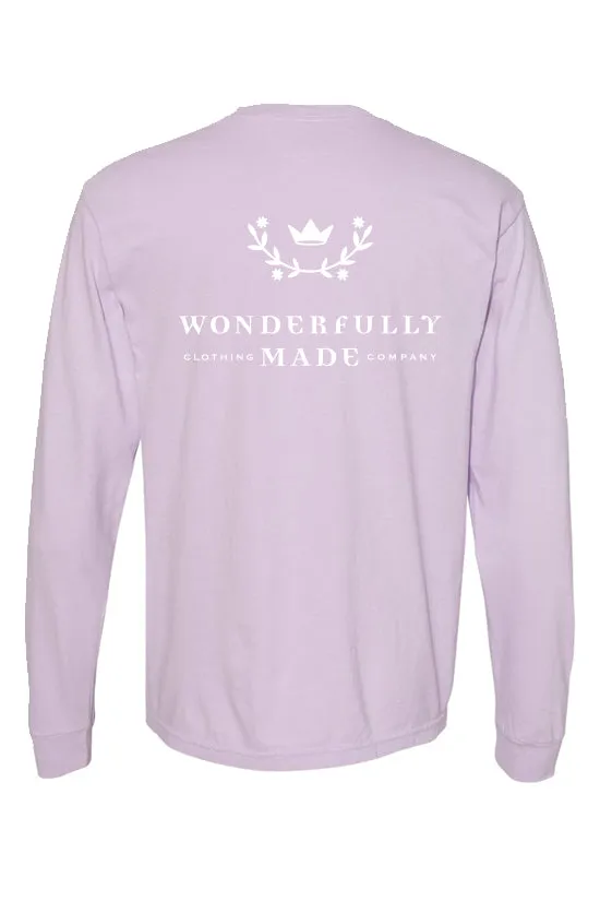 Wonderfully Made Orchid Comfort Colors Long Sleeve TShirt