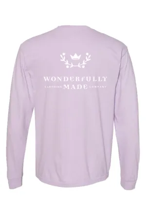Wonderfully Made Orchid Comfort Colors Long Sleeve TShirt