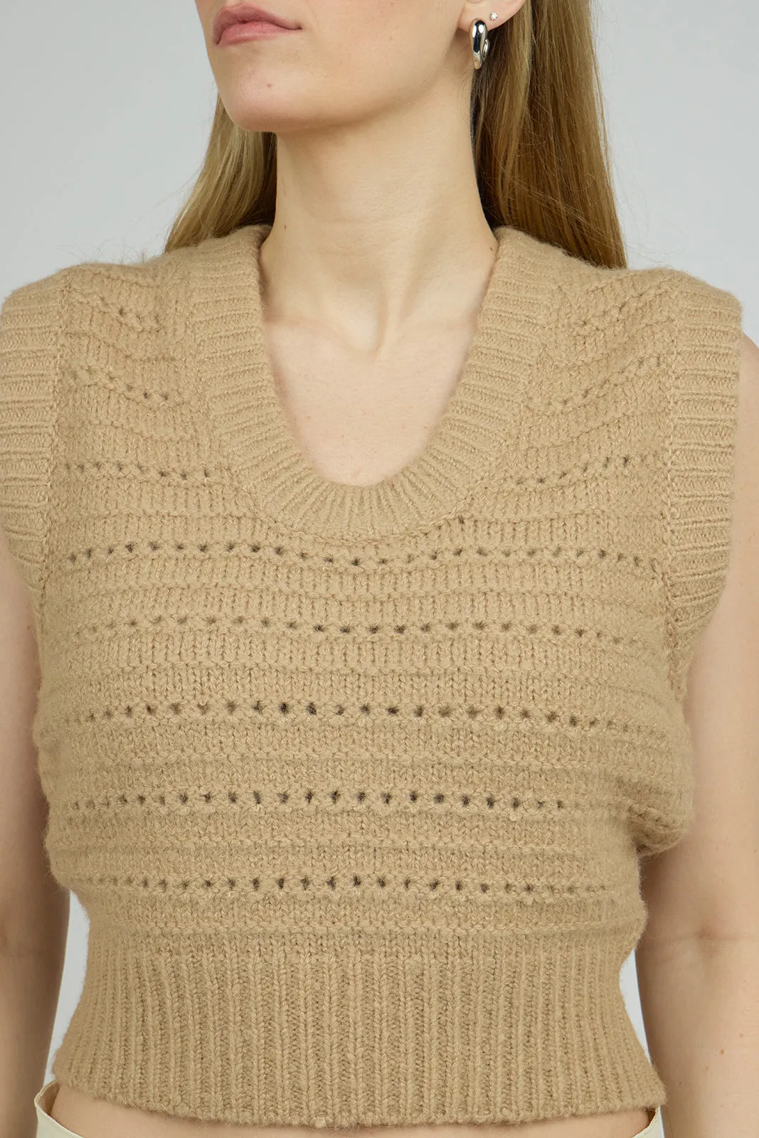 Wool Sweater Vest in Nude