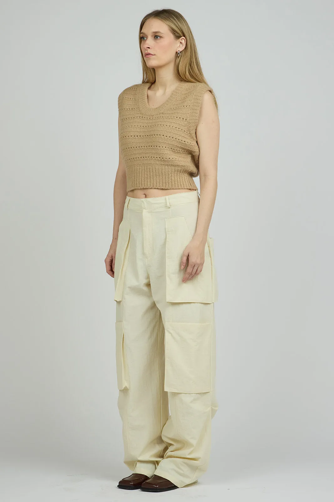 Wool Sweater Vest in Nude