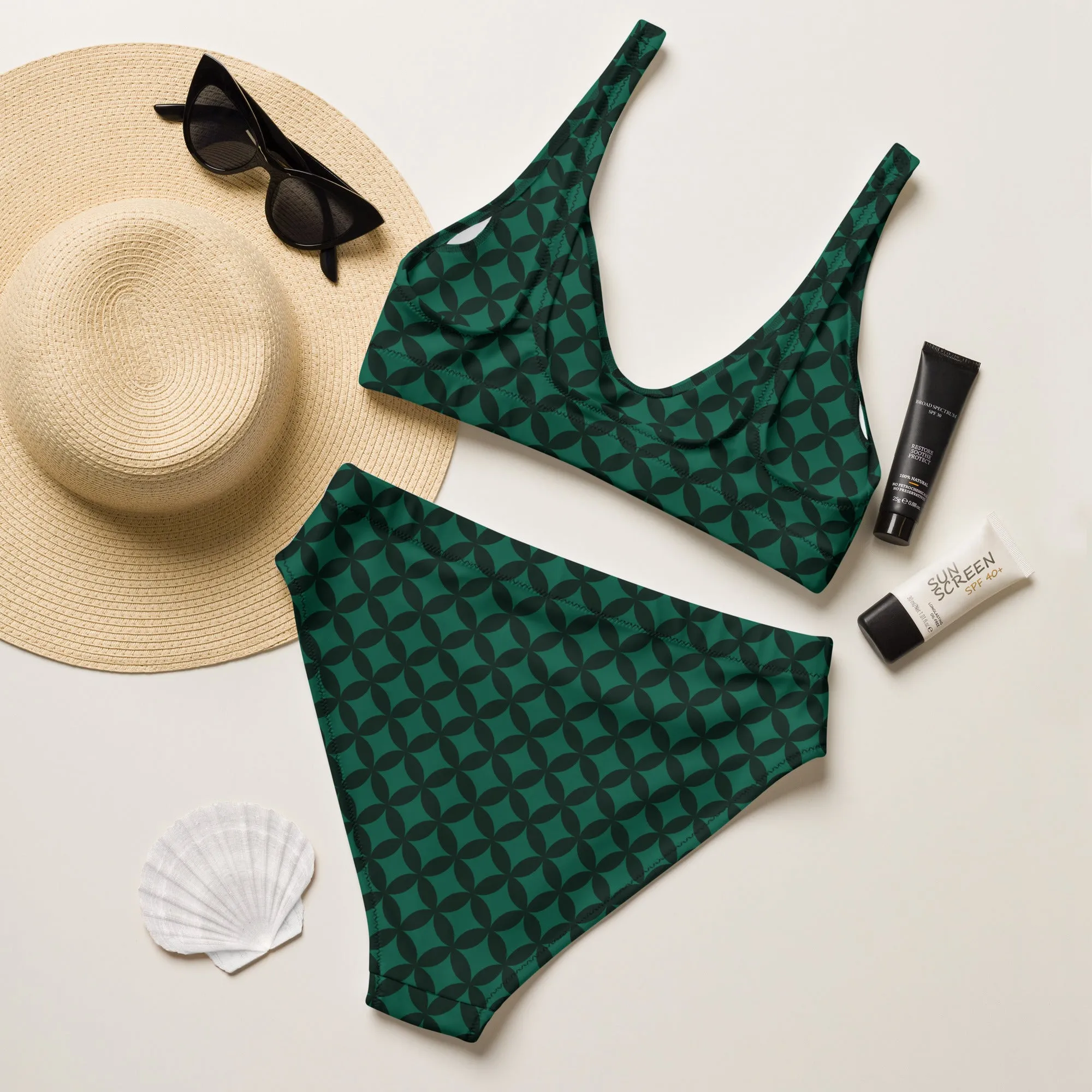 XCLUSIF POETIX LUXURY GREEN Women's high-waisted bikini