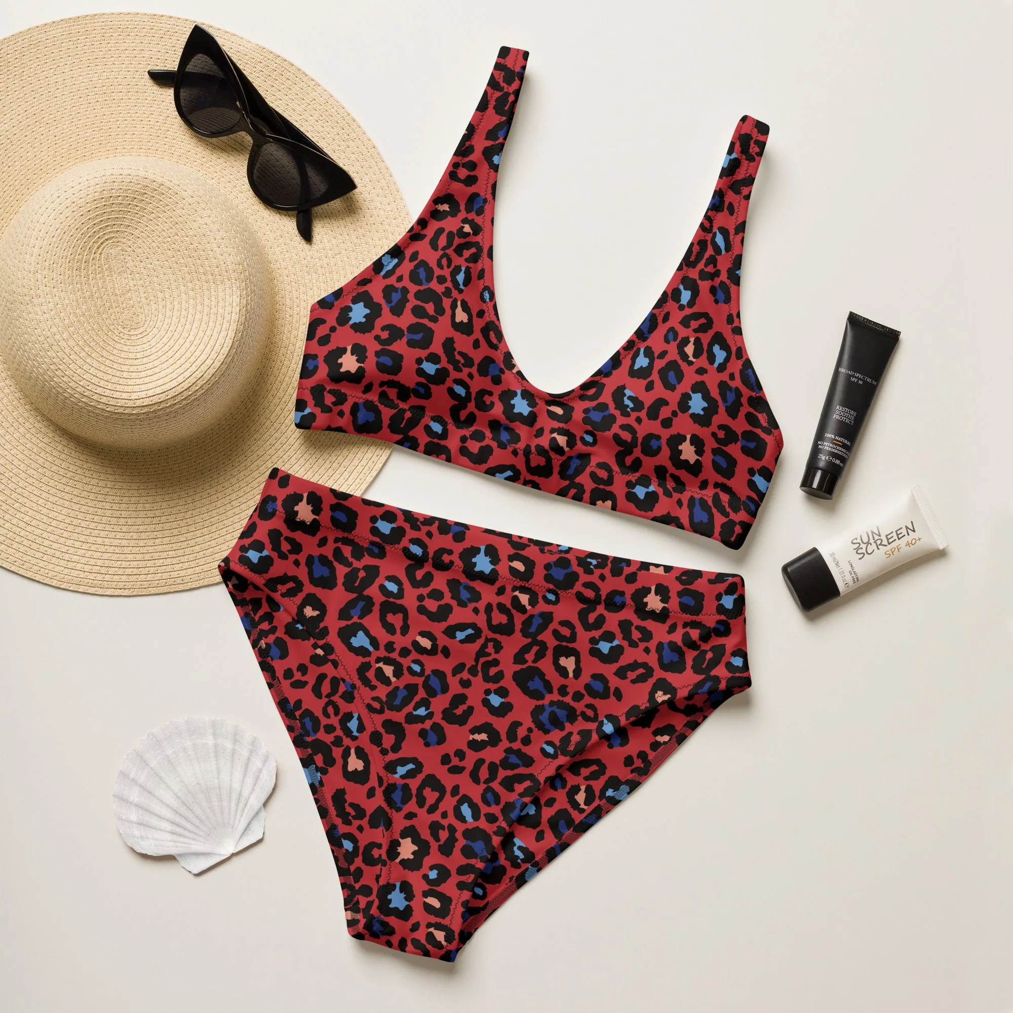 XCLUSIF POETIX RED LEOPARD high-waisted bikini