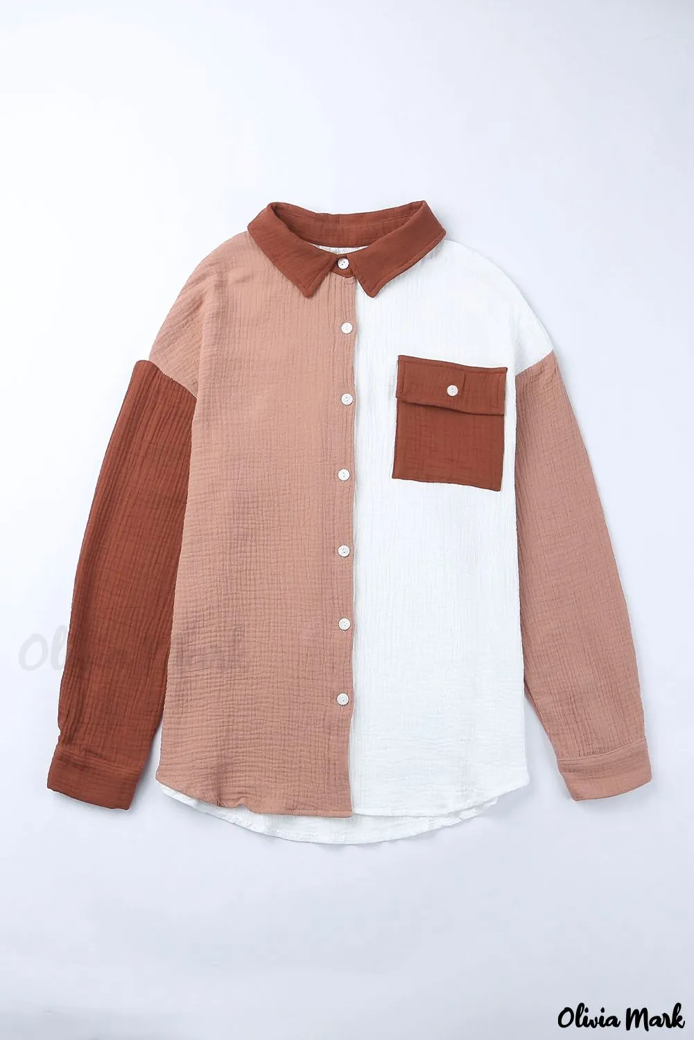 Xieyinshe - Brown textured long sleeve shirt with pocket