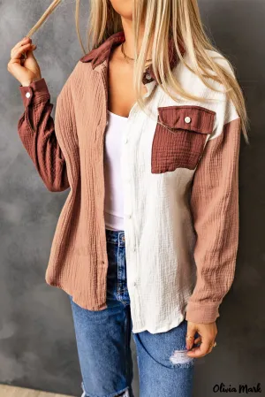 Xieyinshe - Brown textured long sleeve shirt with pocket