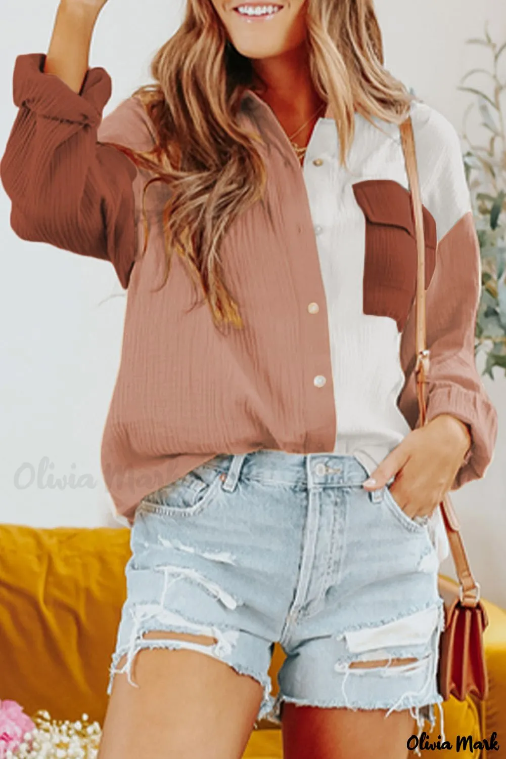 Xieyinshe - Brown textured long sleeve shirt with pocket