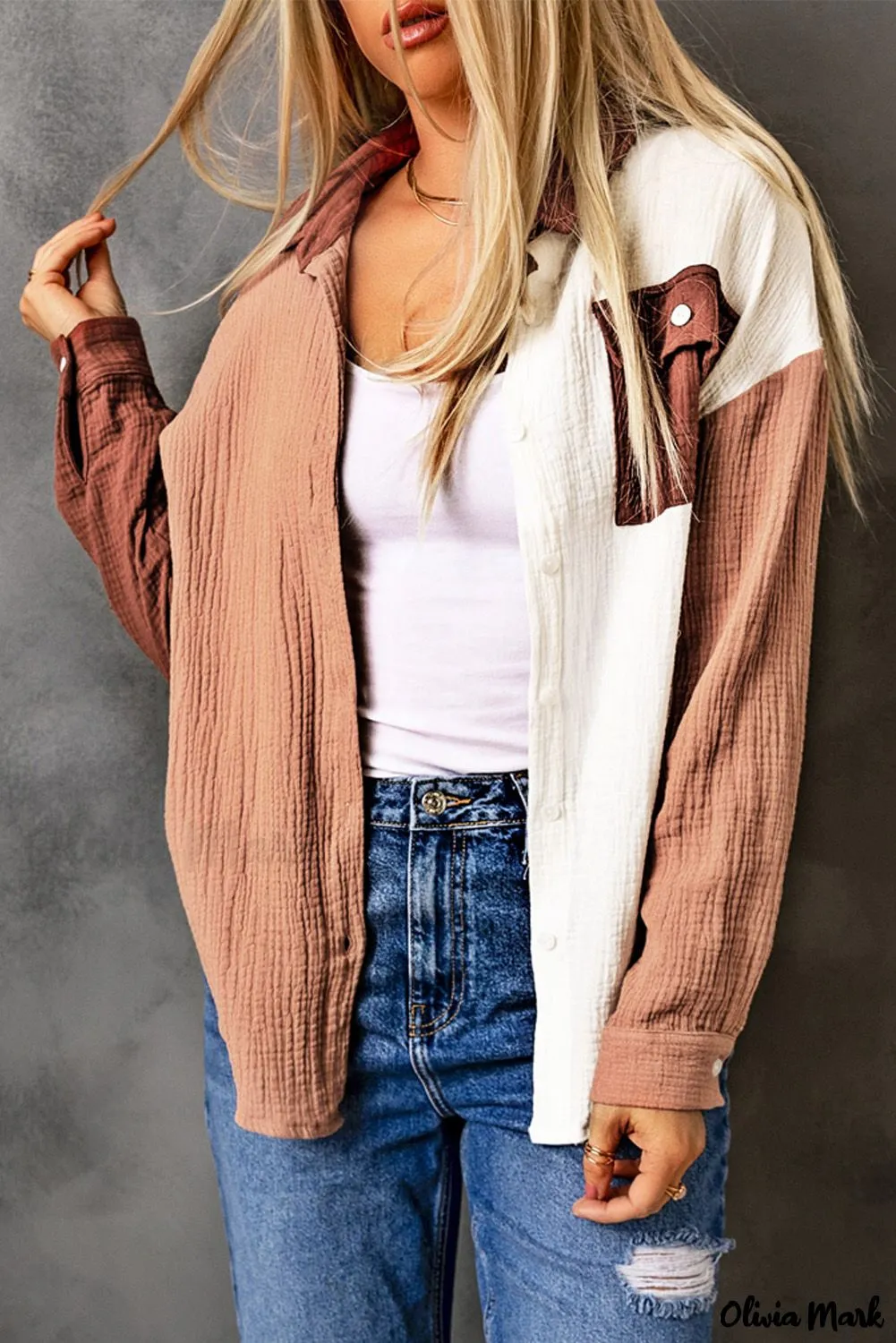 Xieyinshe - Brown textured long sleeve shirt with pocket