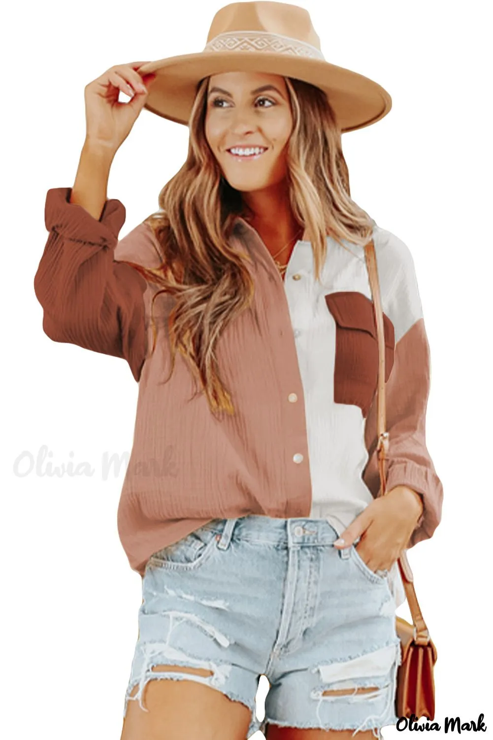 Xieyinshe - Brown textured long sleeve shirt with pocket
