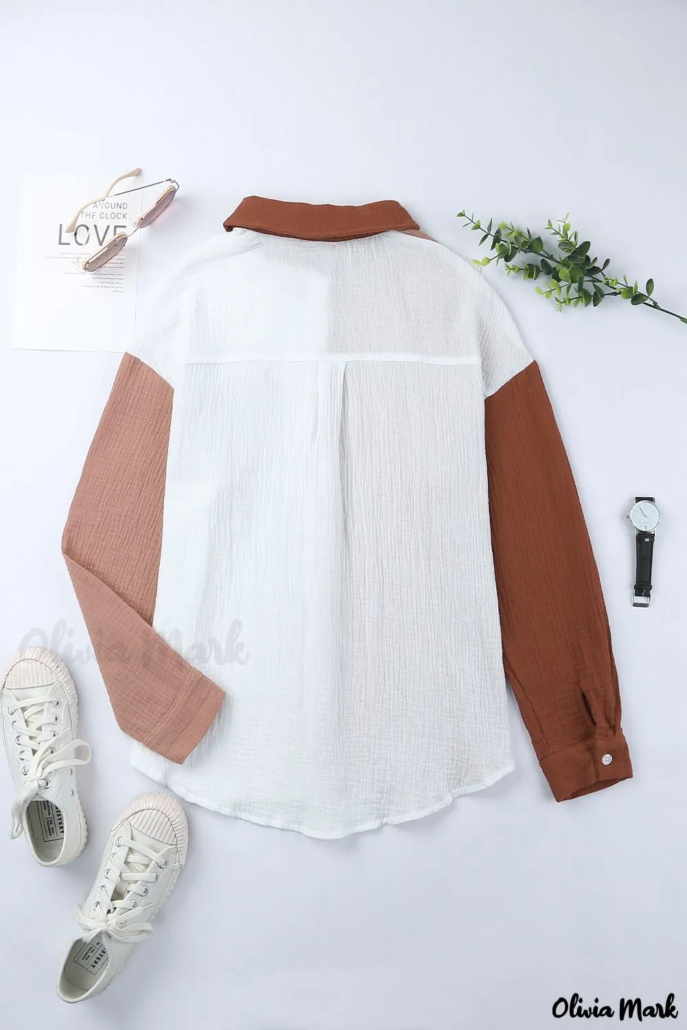 Xieyinshe - Brown textured long sleeve shirt with pocket