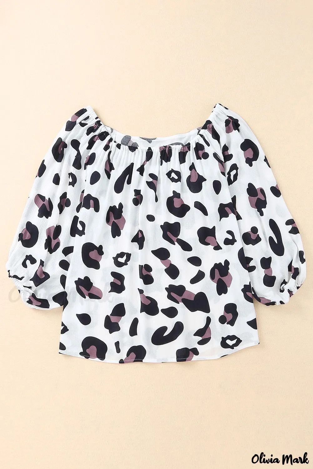 Xieyinshe - Leopard Long Sleeve Off Shoulder Blouse