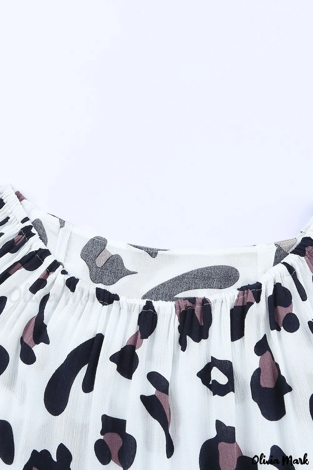 Xieyinshe - Leopard Long Sleeve Off Shoulder Blouse