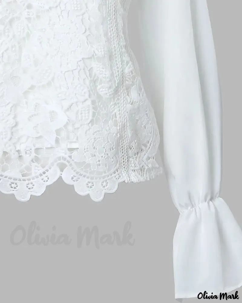 Xieyinshe - Long sleeve lace shirt with ruffle hem