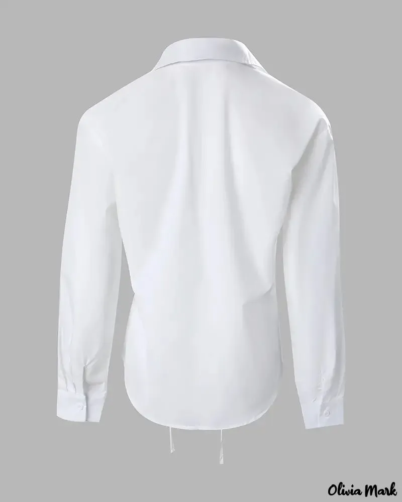Xieyinshe - Long sleeve lace up pocket shirt
