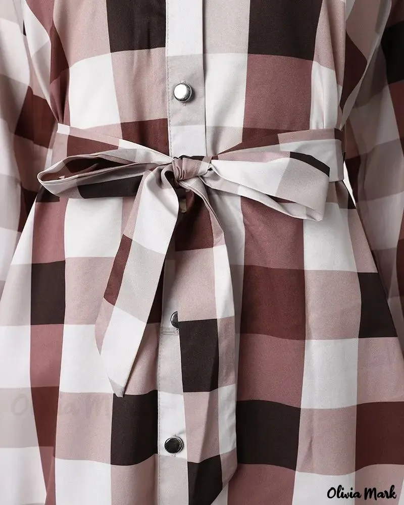 Xieyinshe - Plaid Print Long Sleeve Button-Up Shirt