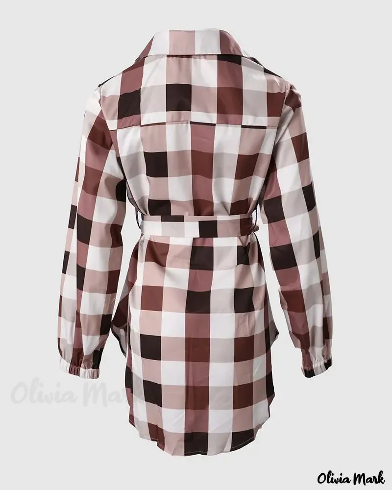 Xieyinshe - Plaid Print Long Sleeve Button-Up Shirt