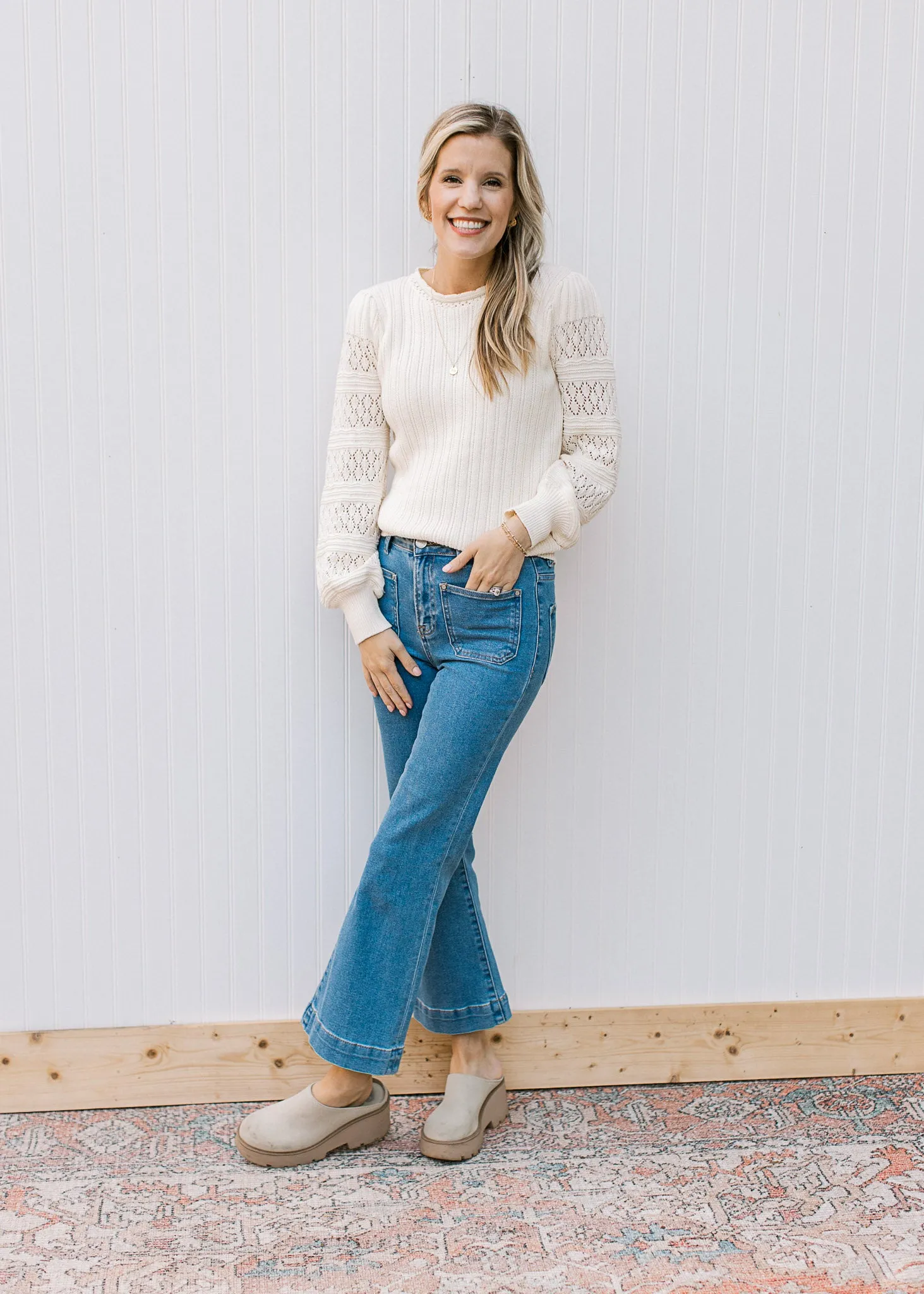 XZ Detailed Cream Sweater