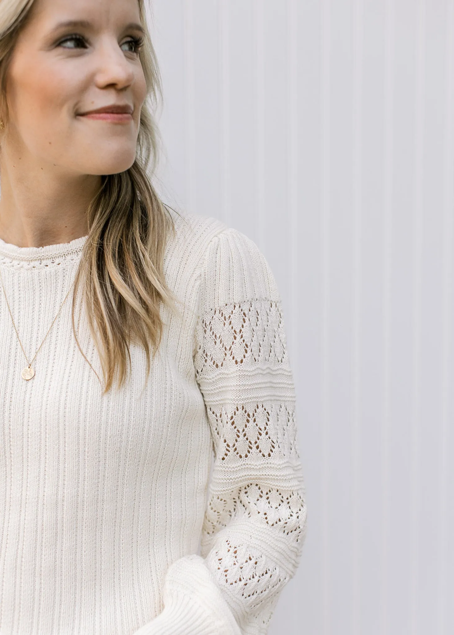 XZ Detailed Cream Sweater