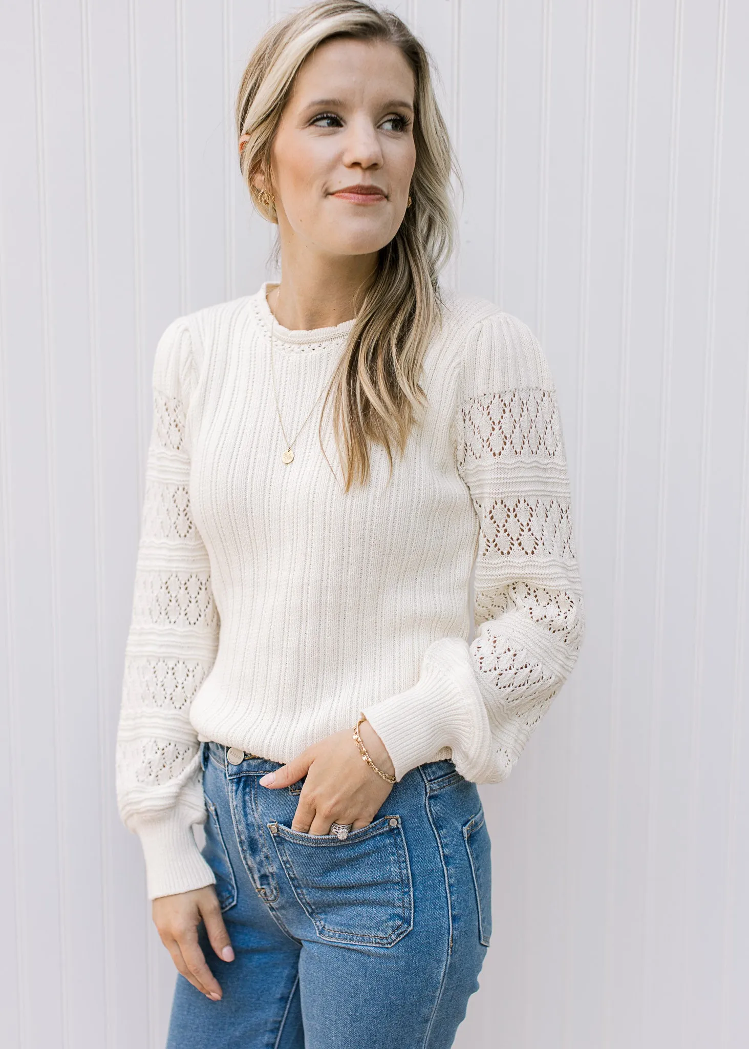 XZ Detailed Cream Sweater