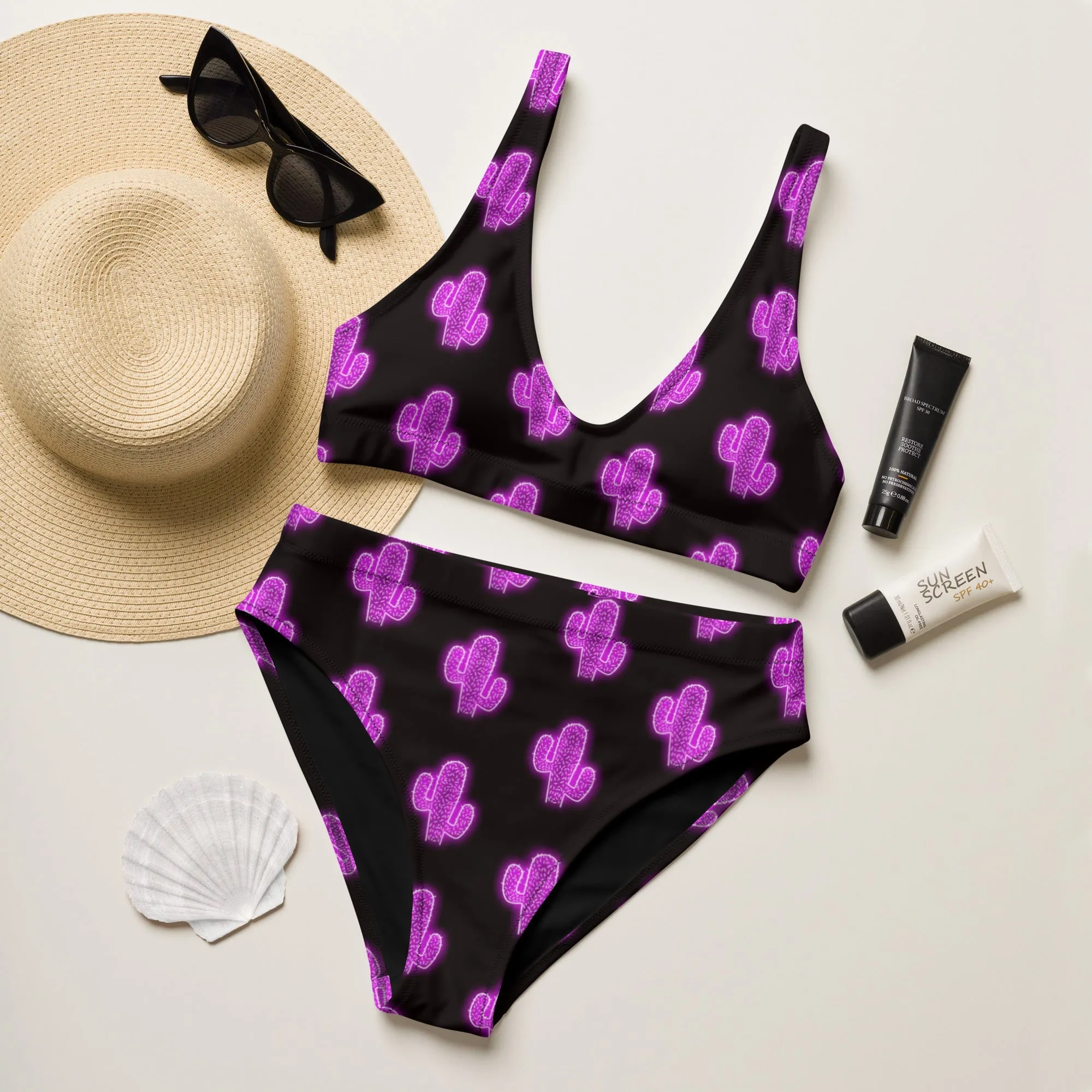 Yeehaw Purple Neon Cactus Bikini
