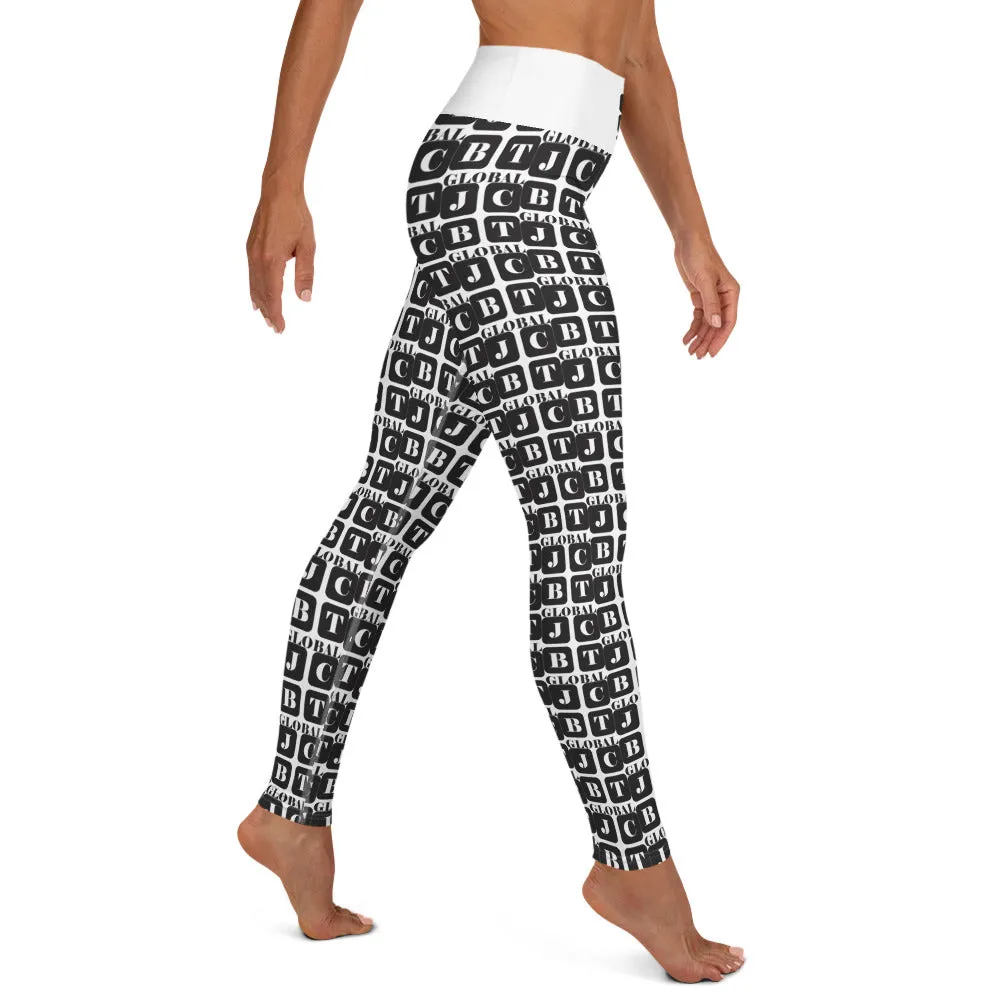 Yoga Leggings "2021-0011 White (Black Logo)"