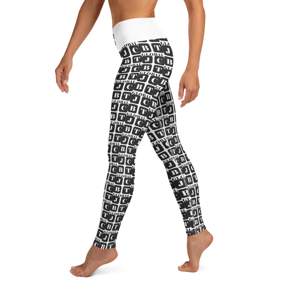 Yoga Leggings "2021-0011 White (Black Logo)"