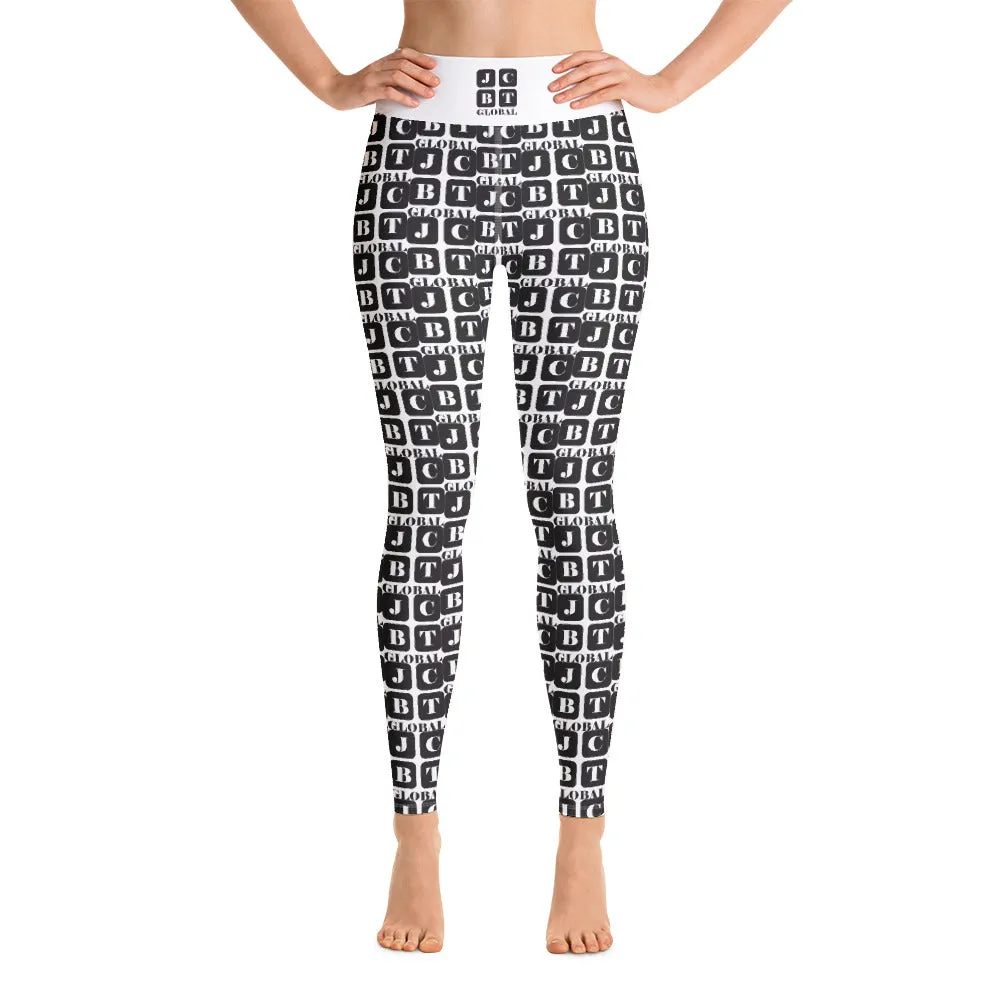 Yoga Leggings "2021-0011 White (Black Logo)"