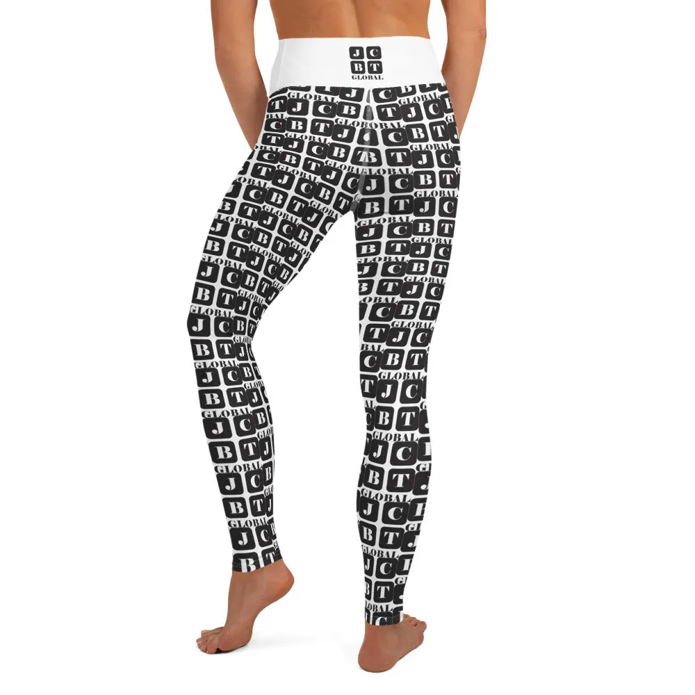 Yoga Leggings "2021-0011 White (Black Logo)"