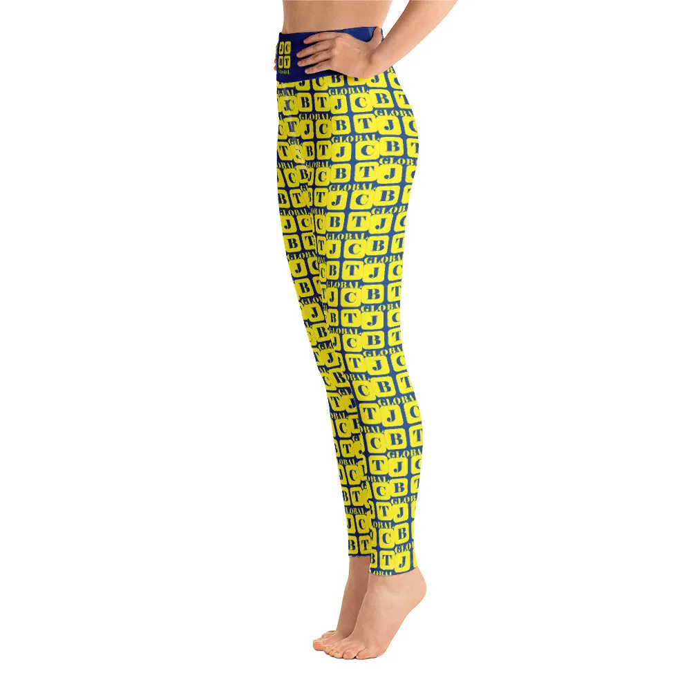Yoga Leggings "2021-0251 Blue (Yellow Logo)"